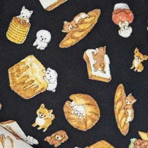Animal Bread on black - Dogs on Bread- Kokka from Japan