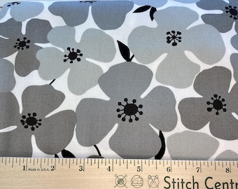 Canvas Print Gray Floral- Graphic Flowers on canvas