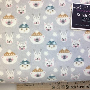 Animals Dove on Flannel- Robert Kaufman Flannel Bunnies, Bears, foxes, owls