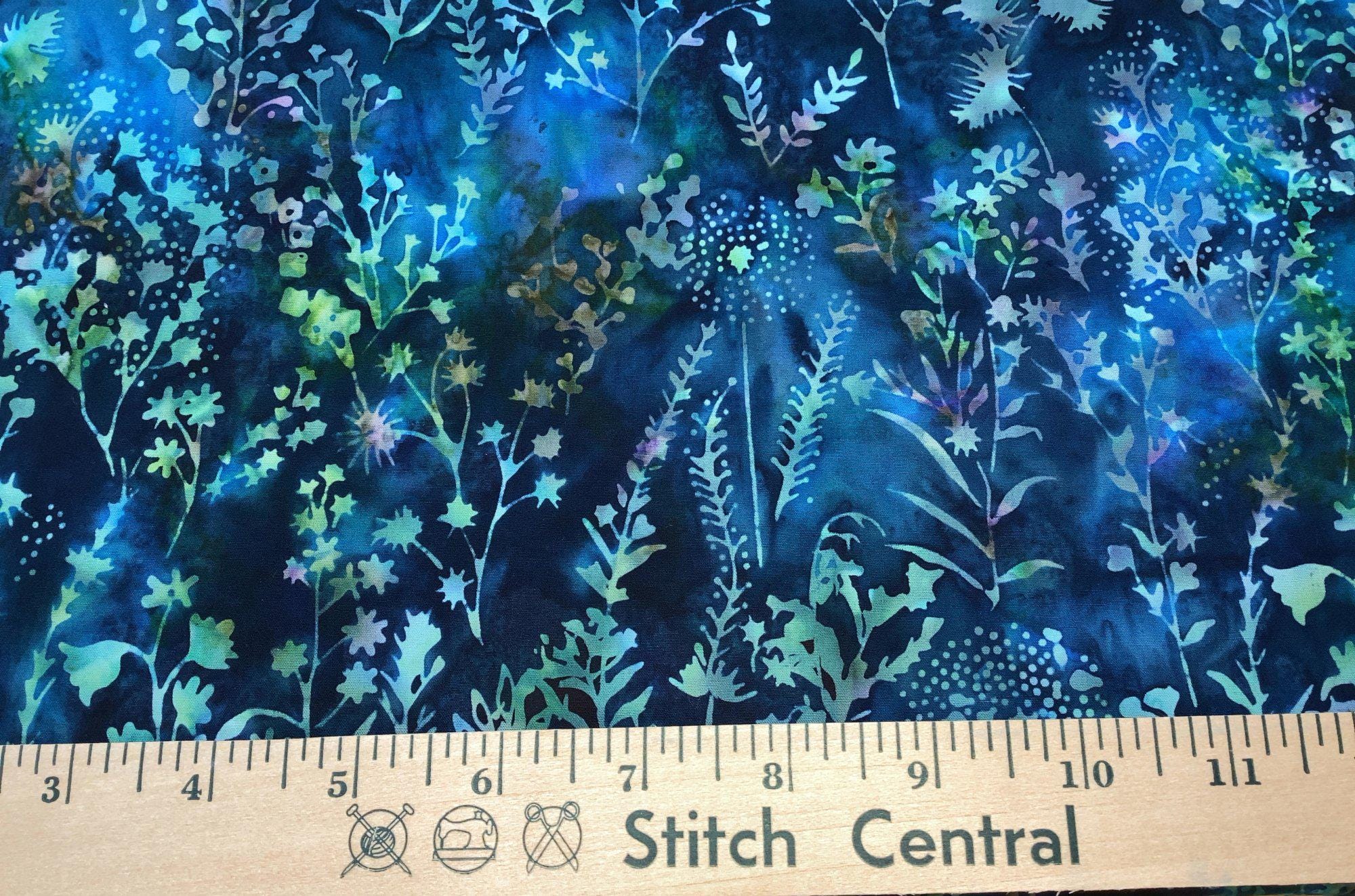 Leafy - Opal - Batik from Hoffman - Blue floral batik