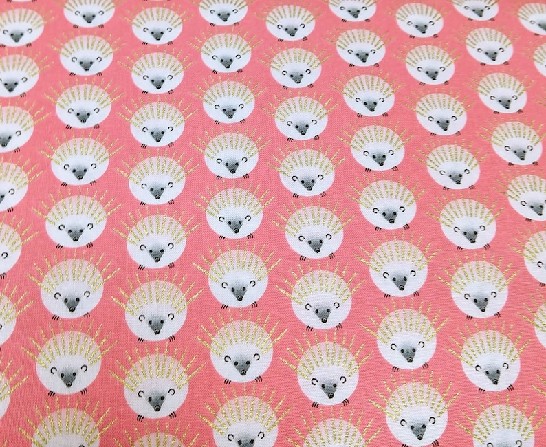 Cadet Navy OR Blue -Hedgehog fabric by Michael Miller 3 colors -Quills with metallic gold- Bubblegum pink