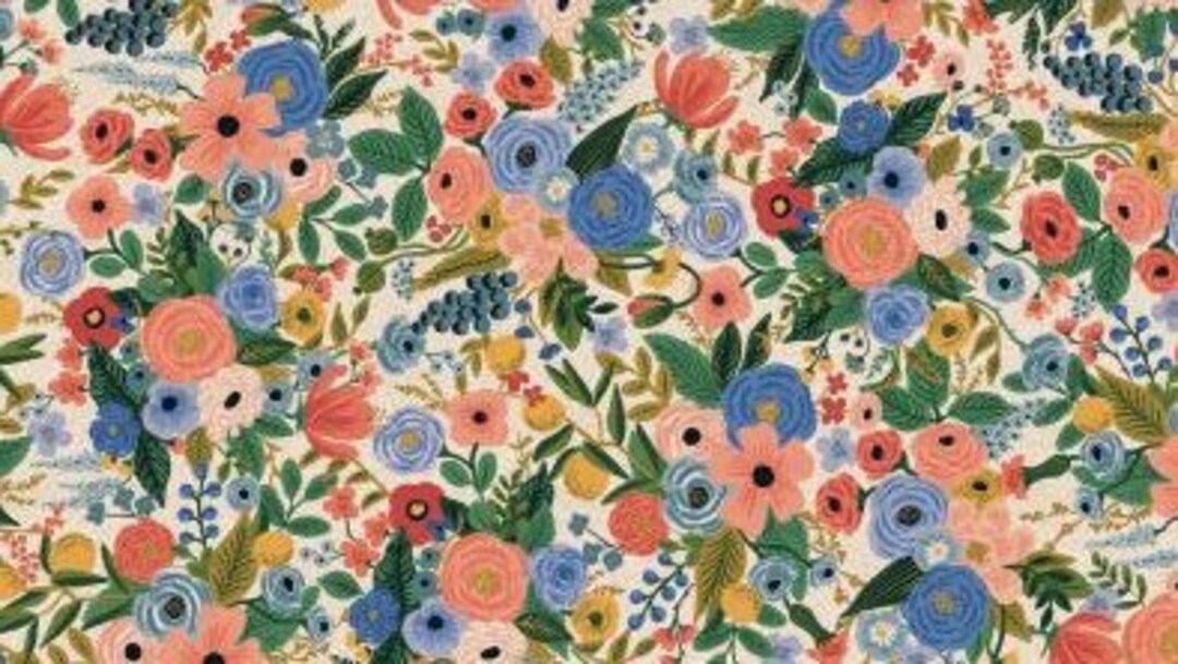 Canvas Wildwood Garden Party Blue Rifle Paper Company Etsy