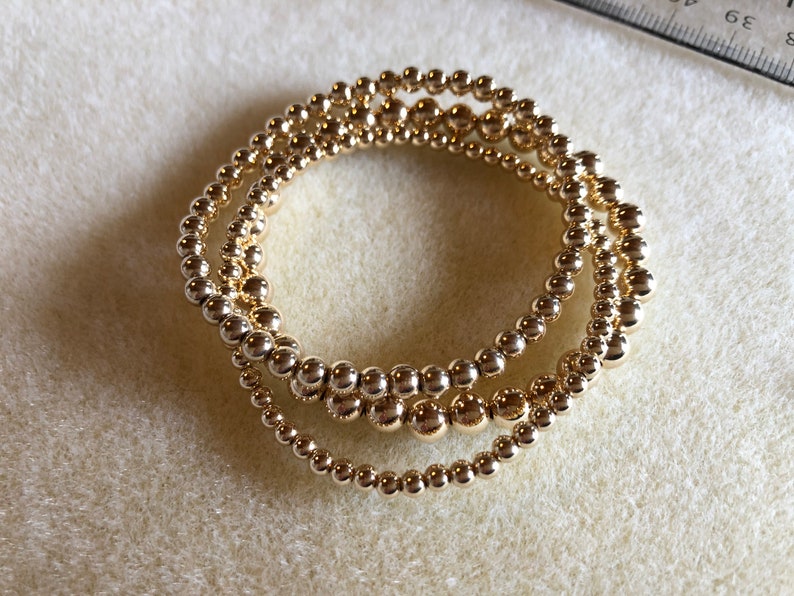 14k gold filled beaded stacking bracelets set of 3/ gold Etsy