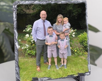 Personalised Square Photo Slate - Natural Slate Gift or Keepsake with High Definition Colour Picture Print