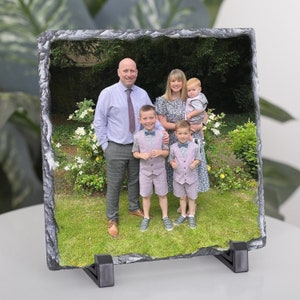 Personalised Square Photo Slate Natural Slate Gift or Keepsake with High Definition Colour Picture Print image 1