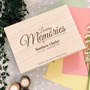 Bereavement Memories Box - Wooden Engraved Personalised Box - Loving Memories Available in 2 Sizes