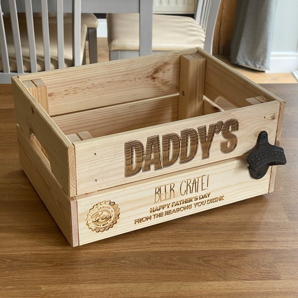 Personalised Engraved Beer Snack Treat Crate - Wooden Box - Birthday / Valentines / Fathers Day