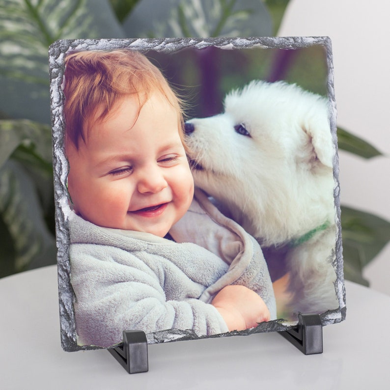 Personalised Square Photo Slate Natural Slate Gift or Keepsake with High Definition Colour Picture Print image 2