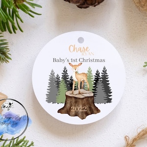 Baby&#39;s First Christmas Ornament | Baby Ornament | Baby Gift | Woodland Ornament | Woodland Theme | Baby Woodland| WoodlandTheme