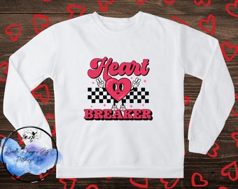 Kid's Valentine's Day T Shirt | Children's Valentine's Day | Valentine Gift | Kids Valentine | Heart Breaker Crewneck | Heart Breaker