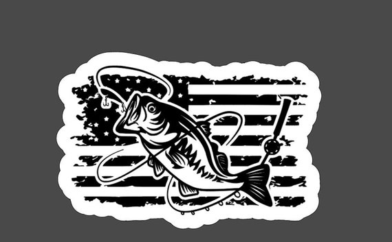 Bass American Flag Decal | Bass Fishing | American Flag | Bass Decal | Bass  Sticker | American Flag Decal | American Flag Sticker | Angling