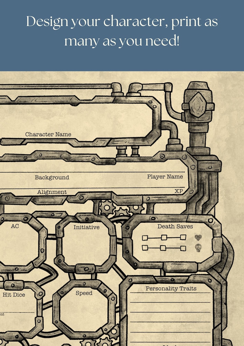 Printable Dnd Character Sheet, Mechanical, Steampunk, Artificer ...