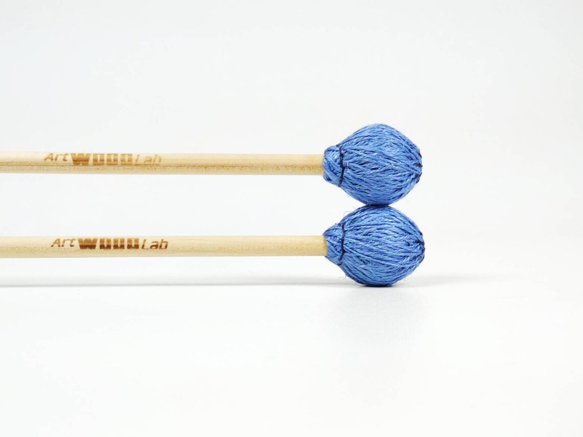 Wrapped Mallets Set of 4 with Linen Blue Yarn for xylophone / Etsy