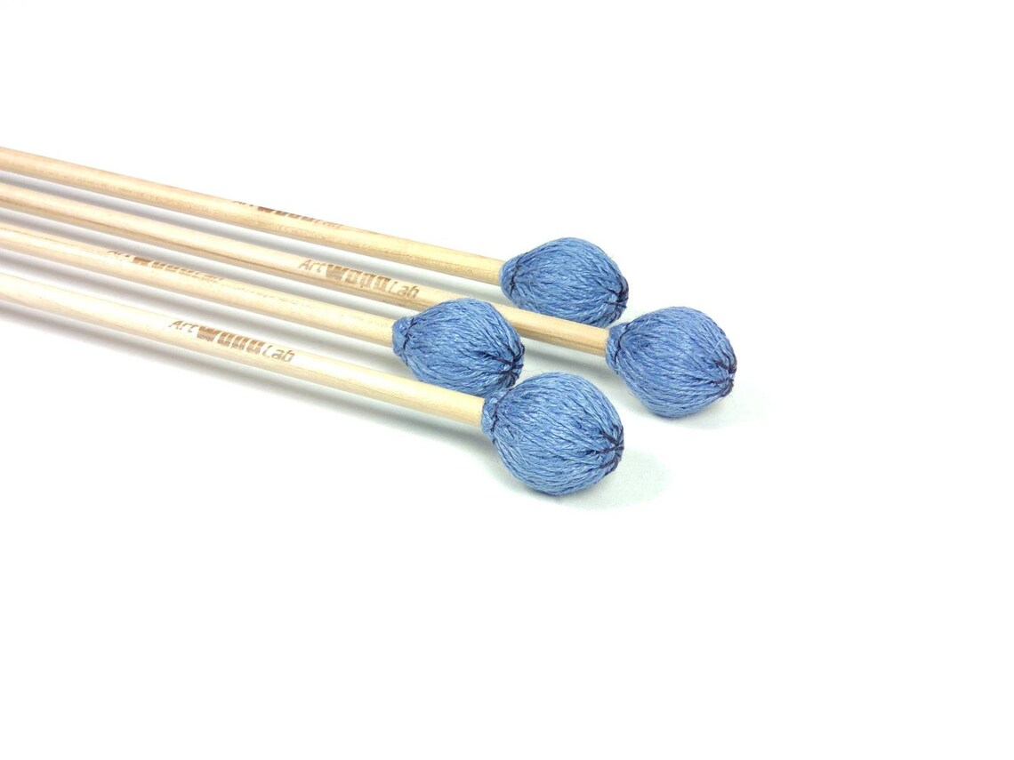 Wrapped Mallets Set of 4 with Linen Blue Yarn for xylophone / Etsy
