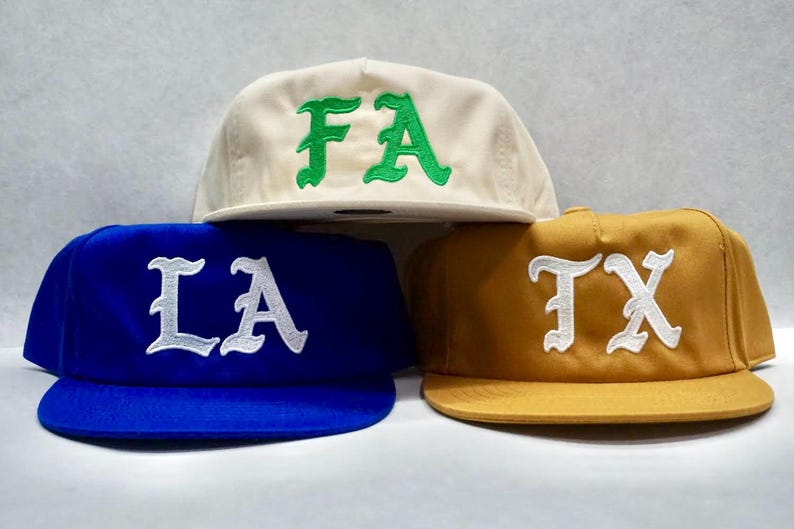 Script Style Cap 5 Panel Unstructured Custom City Old English Letters Script Team USA ...