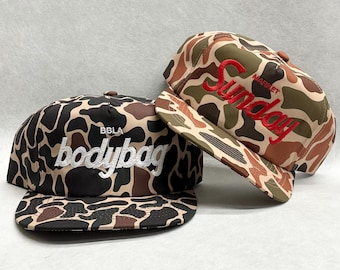 Customizable 5 Panel Unstructured Custom Japan Duck Camo Vintage Font Hat Script Cap California USA Sports Snapback hood make your own
