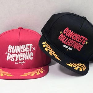 Anpassningsbar premium 5-panels broderad kaptenshatt med löv, vintage, personlig design, 70-tal, 80-tal, 90-tal, klassisk logotyp, USA-loppmarknad
