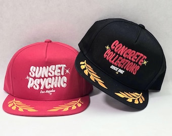 Customizable Premium 5 Panel Embroidered Captain's Hat leaves leaf Vintage Personalized Custom 70s 80s 90s Classic logo USA Flea Market
