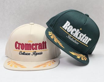 Customizable Premium Embroidered 5 Panel Captain's Hat Commander leaves leaf Vintage Personalized Custom Classic Classy Fancy Business