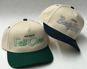 Custom Vintage Script Personalized Embroidered Creme Baseball Hat – Snapback, Unisex, Made In USA