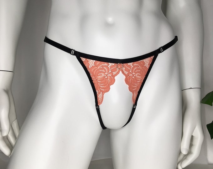 Crotchless men panties and lace choker Open mens panties Thongs for men .....