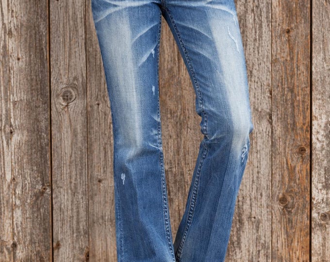 Y2K Big Star LIV Jeans – Ultra Low Rise Bootcut, Heavy Whiskered Distressed Denim (Size 30)