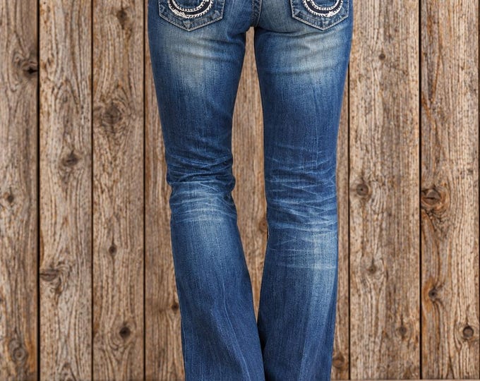 Big Star Sophie Y2K Western Jeans – Low Rise Bootcut, Embroidered Horseshoe Pockets (Size 30)