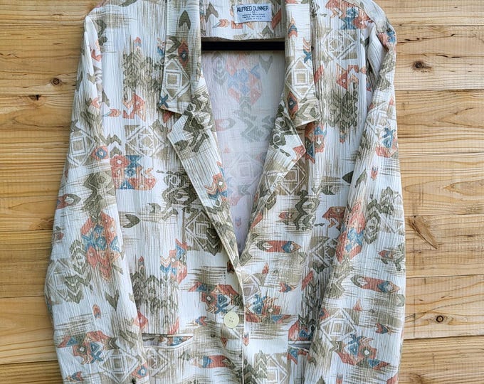 Vintage Alfred Dunner Southwestern Blazer | 90s Aztec Print Lightweight Jacket (USA Made)