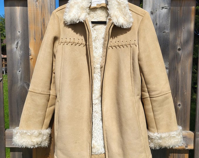 Vintage Liz Claiborne Sherpa Coat | Faux Suede Western Jacket, Cozy Boho Style