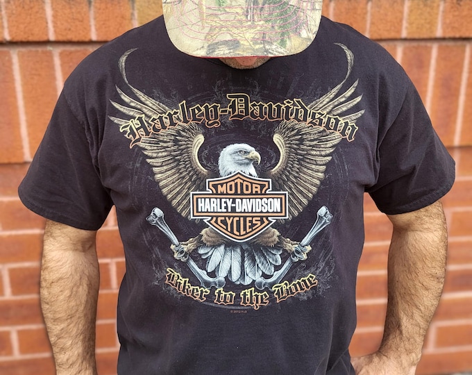 Harley Davidson Dodge City Kansas T Shirt Large Eagle Wanted Biker Tee