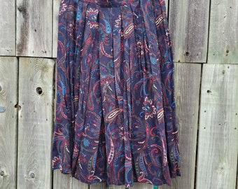 Vintage 90's Navy Paisley Prairie Skirt
