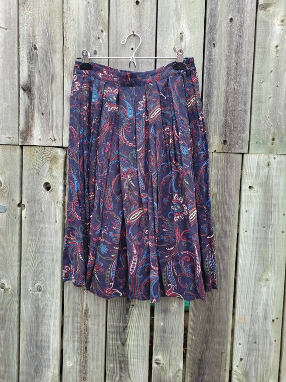 Vintage 90's Navy Paisley Prairie Skirt - image 1