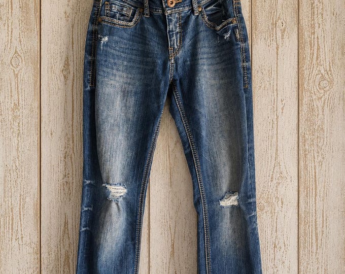 Silver Jeans Suki Distressed Slim Bootcut Jeans 28x32 – Y2K Low Rise Denim