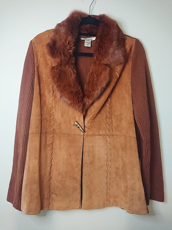 Vintage Nygard Leather & Rabbit Fur Cardigan