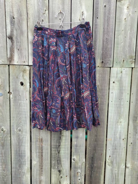 Vintage 90's Navy Paisley Prairie Skirt - image 2