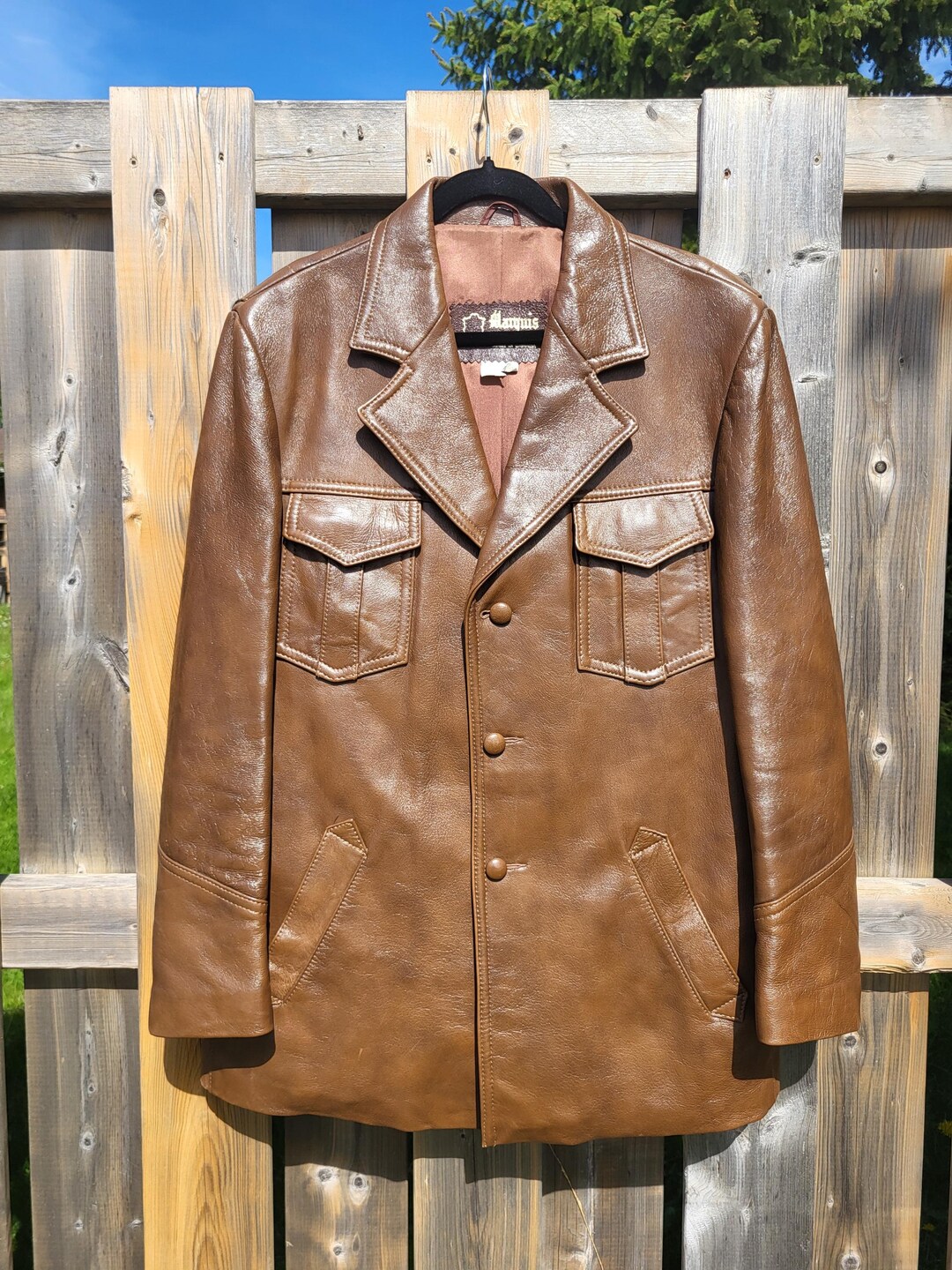 Vintage Brown Leather Ranch Jacket | Marquis of London 70s Western ...