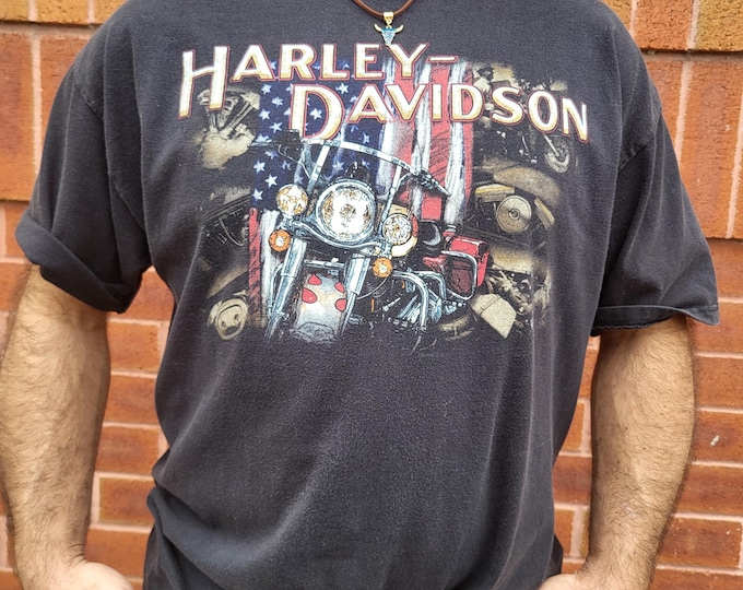 Vintage Harley-Davidson Barre VT T-Shirt: Faded Black Biker Tee (Large)