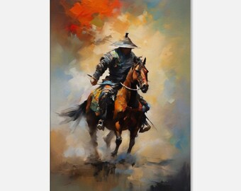 Samurai Riding His Horse - Canvas Print