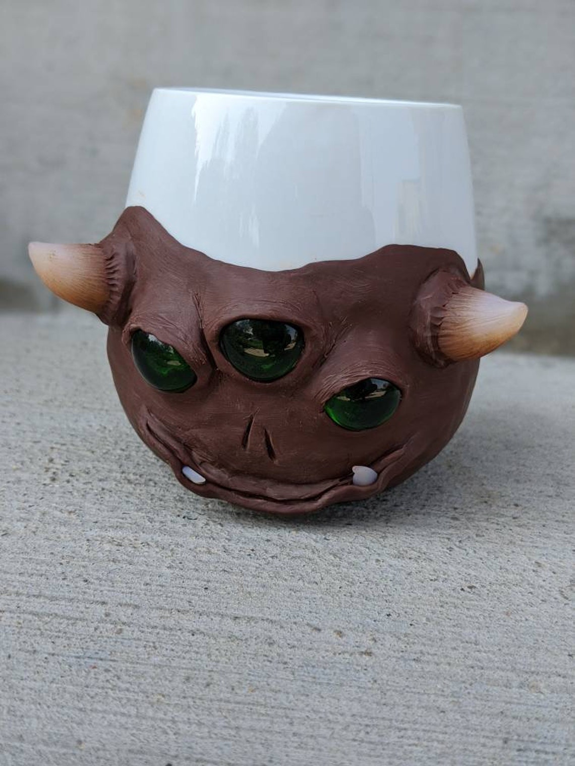 One of a kind Creepy brown monster mug // Creepy Mug // Etsy