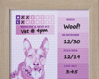 Custom Dry Erase Dog Schedule, Pet Portrait, Dog Lover Gift