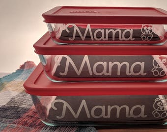 Custom Etched Pyrex Baking Dish Set, Personalized Glass Storage
