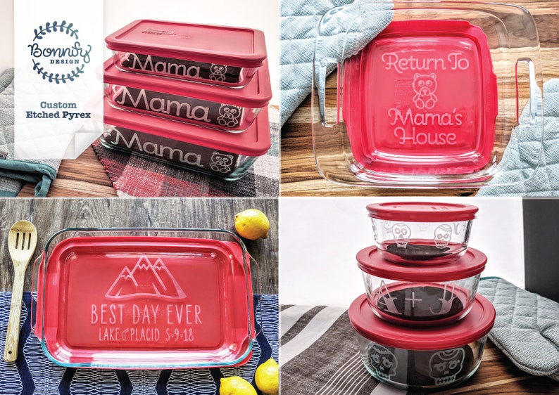 Rect. Pyrex Set Custom Etched Glass Dish Set Pyrex Baking Etsy