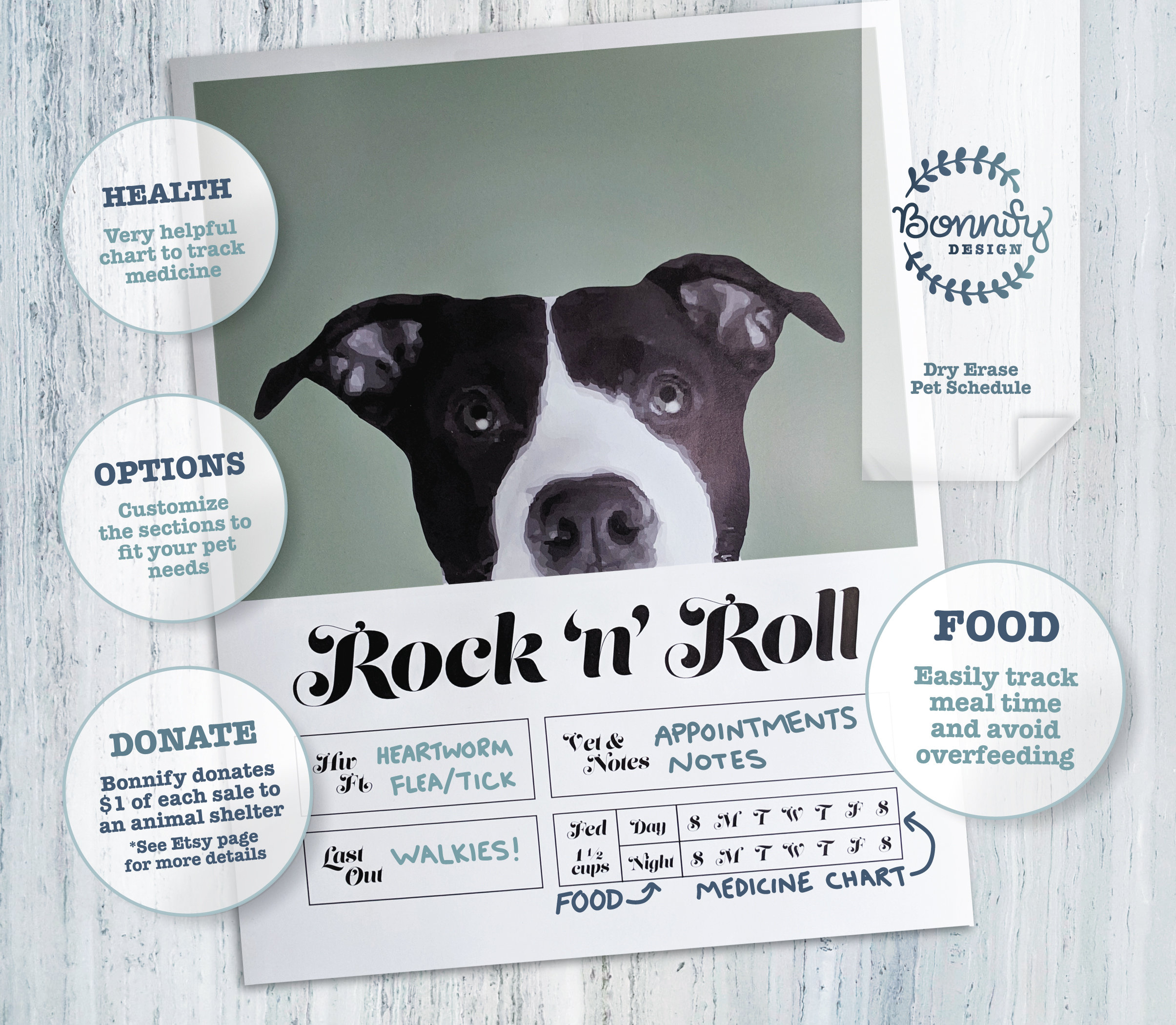 Custom Dry Erase Board for Dogs Pet Portrait Dog Organizer Etsy