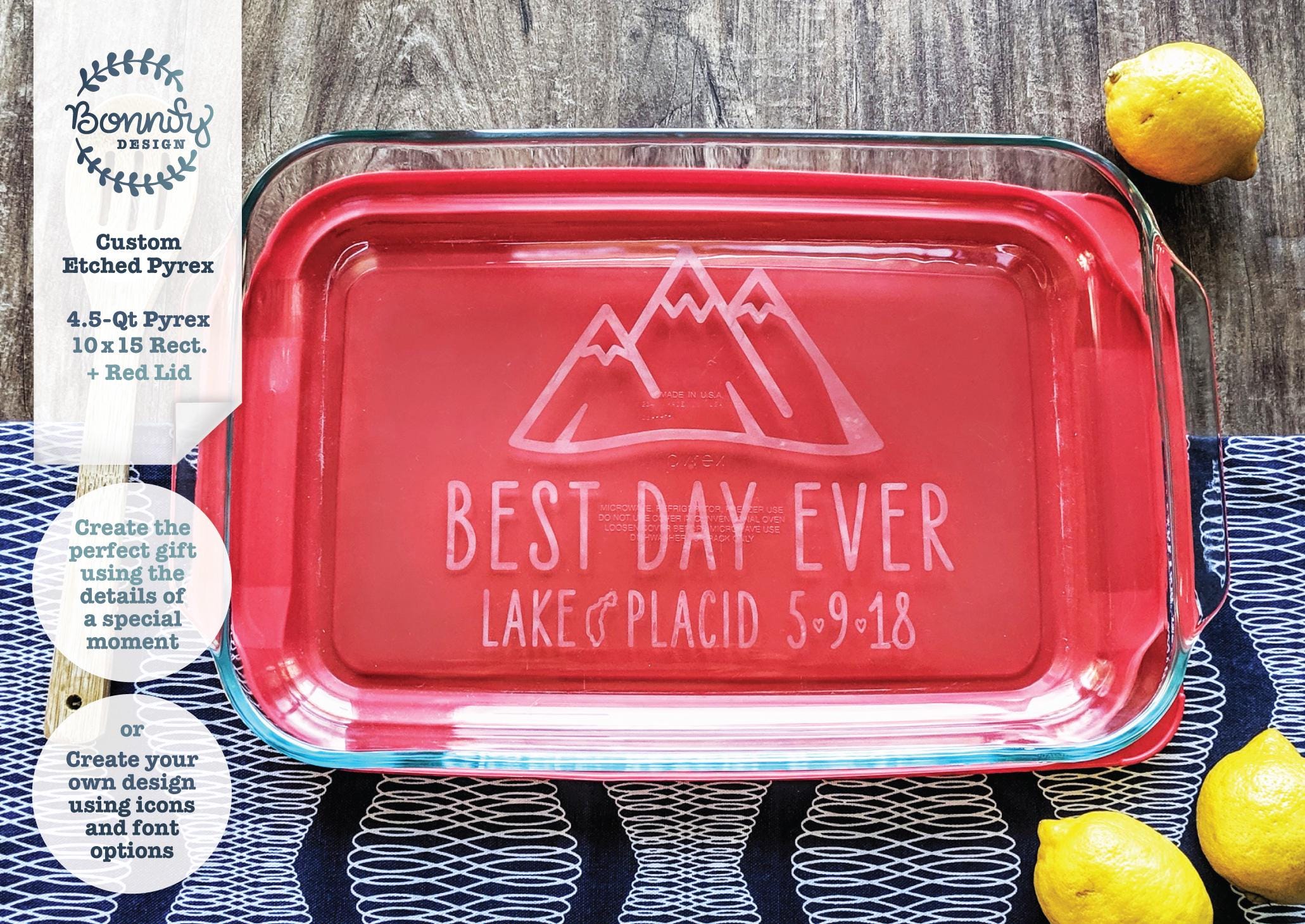 Custom Etched Glass Pyrex Baking Dish, Personalized Casserole - Etsy