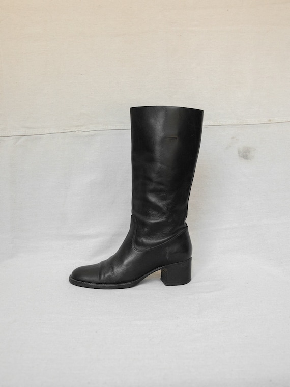 Vintage 1990s Italian Tall Leather Boots Women's 7