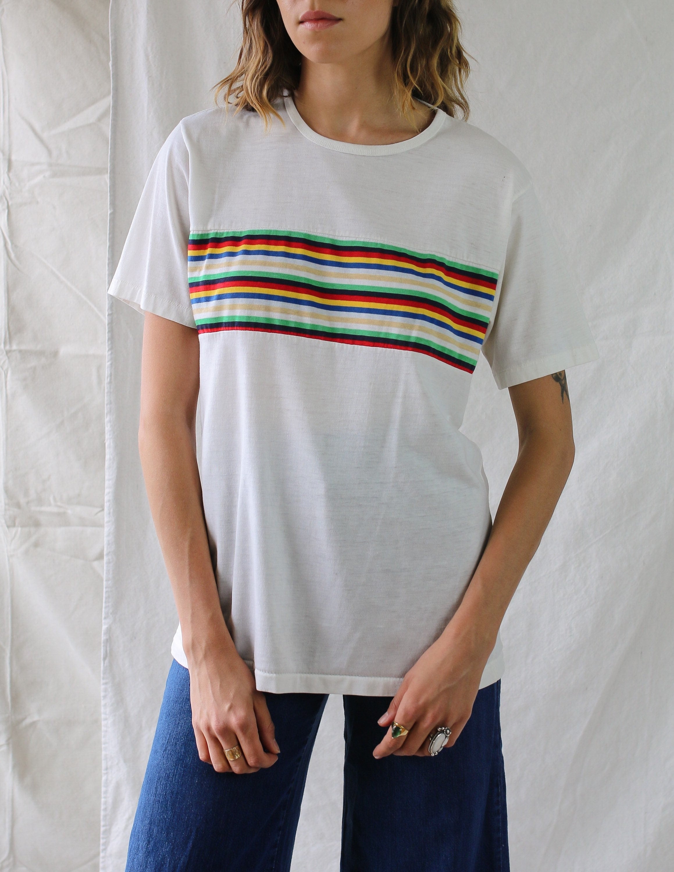【Paragraph】25ss WASHED STRIPE T SHIRT 1970s Stripe Detail T-shirt - Etsy