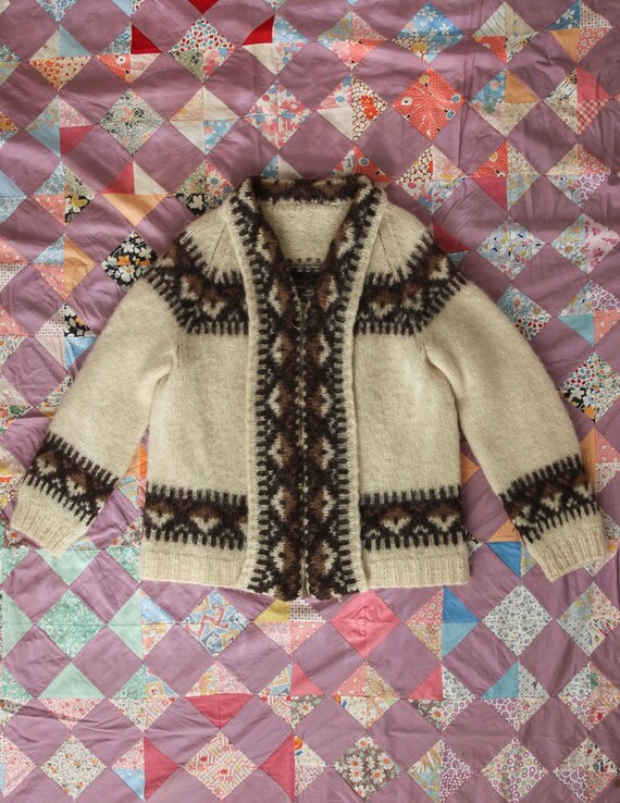 1970s Wool Hand Knit Cardigan Sweater - image 5