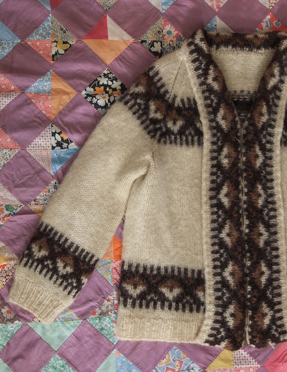 1970s Wool Hand Knit Cardigan Sweater - image 6