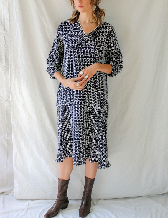 1920s Polka Dot Drop Waist Dress