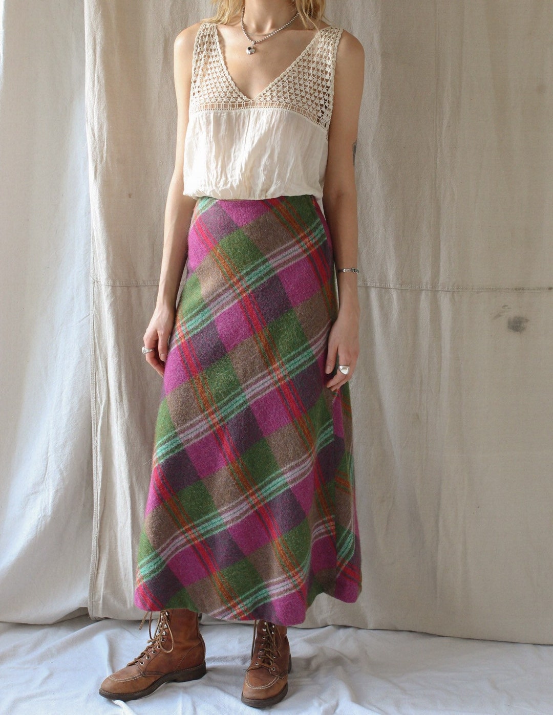 1980s Wool Plaid Crazy Horse Skirt - Etsy